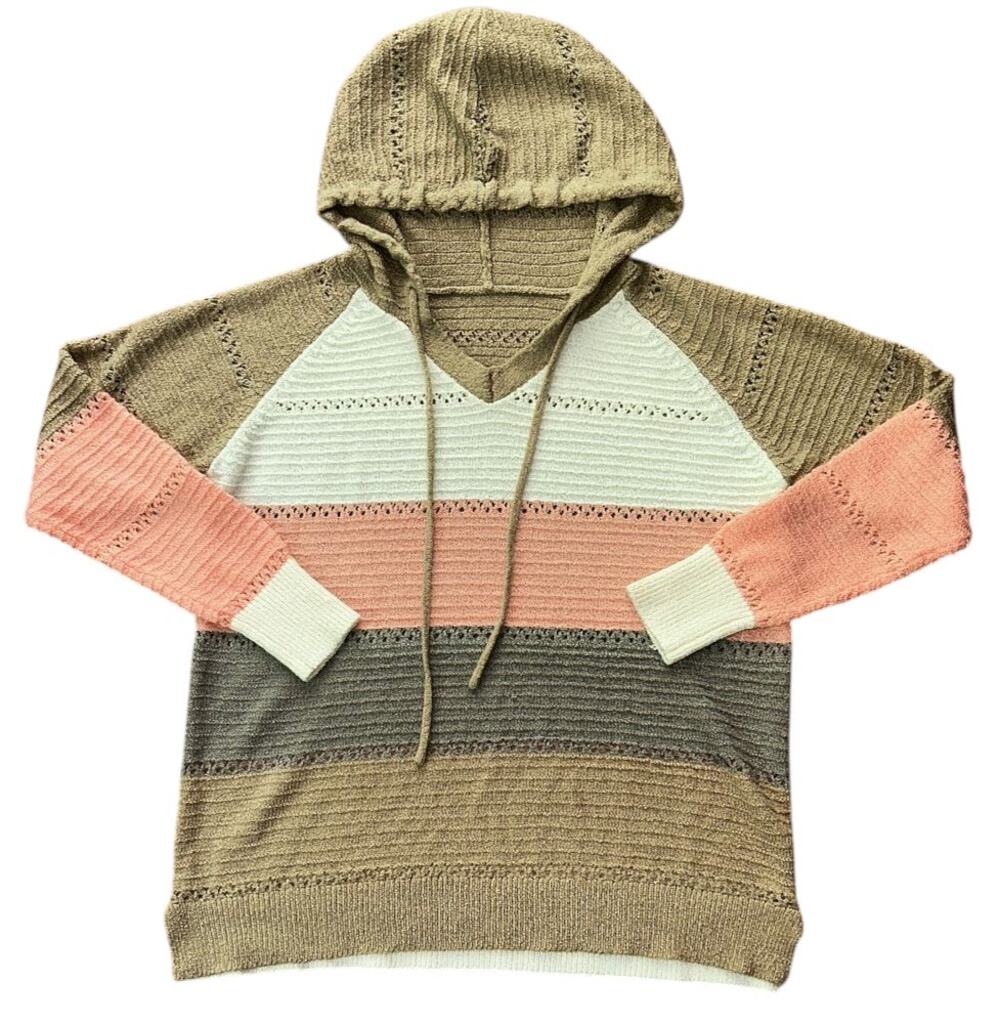 Color Block Lightweight Knit Hoodie XL